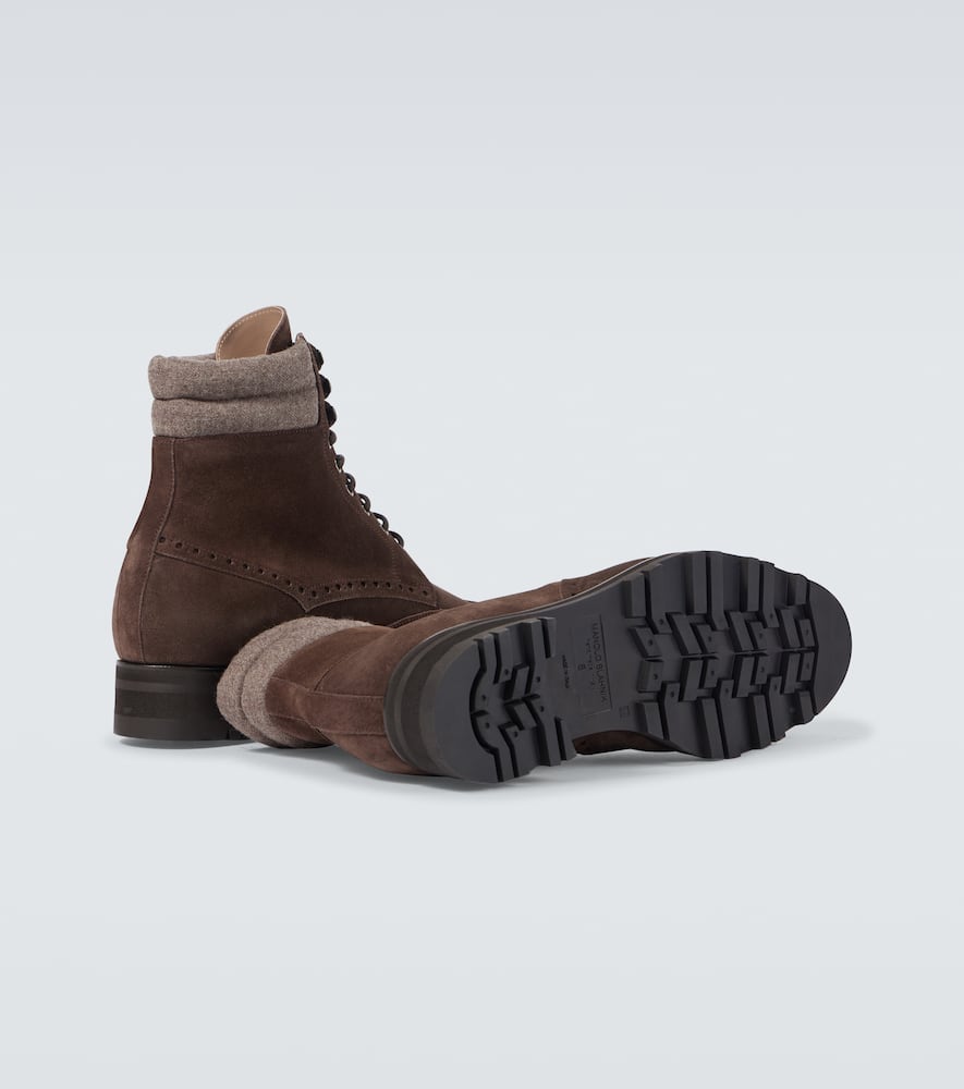 Manolo Blahnik Sapele Suede Lace-up Boots In Brown