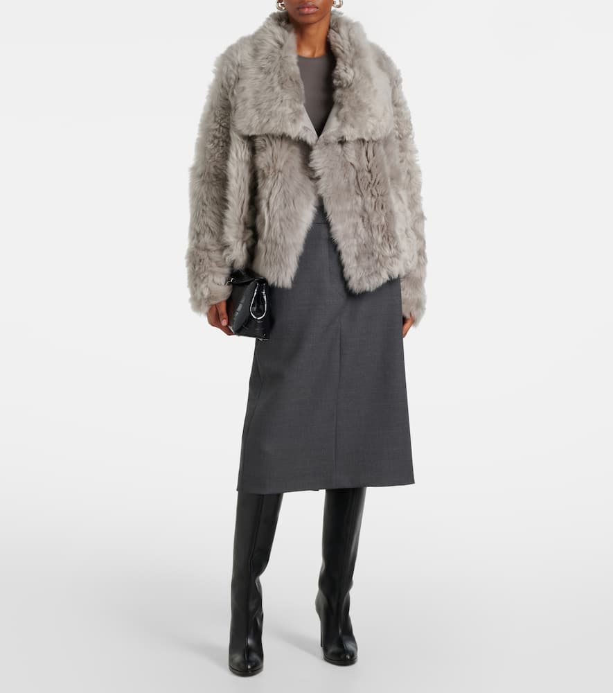 Yves Salomon Shearling Jacket In Beige