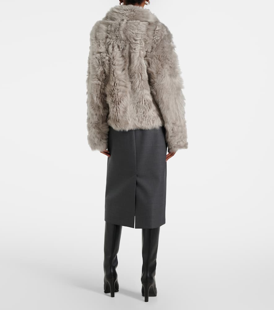 Yves Salomon Shearling Jacket In Beige