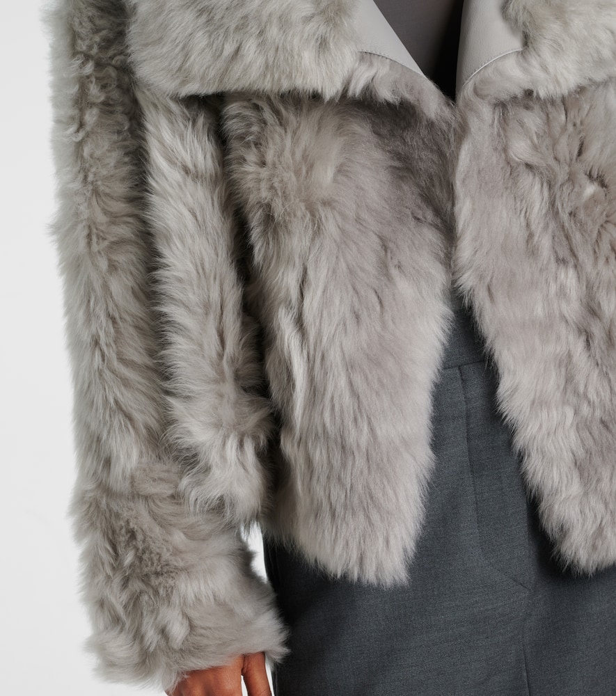 Yves Salomon Shearling Jacket In Beige
