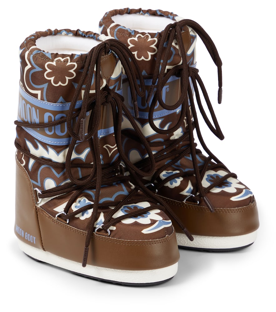 Moon Boot Icon Floral Snow Boots In Brown