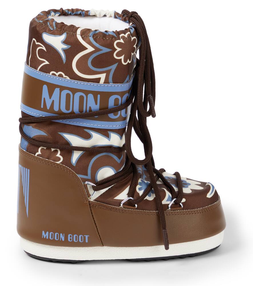 Moon Boot Icon Floral Snow Boots In Brown
