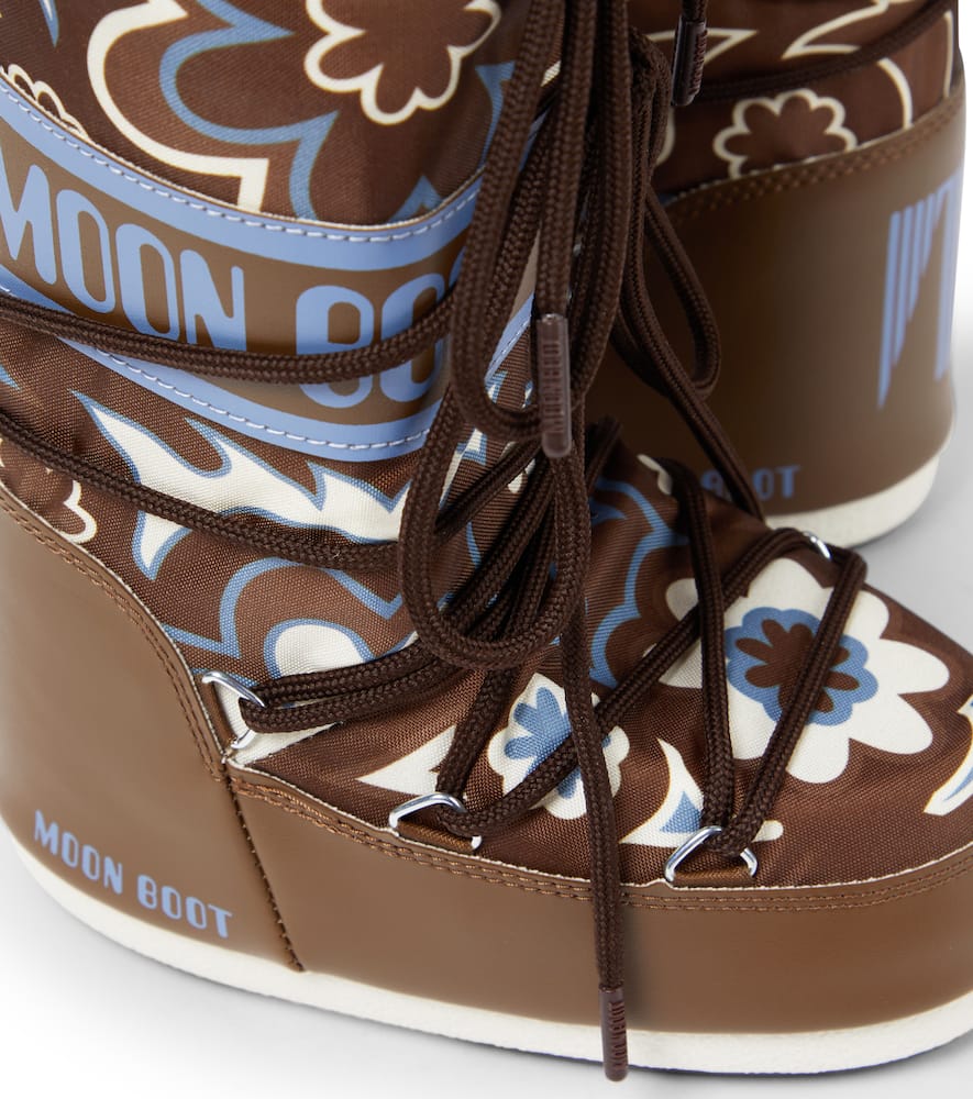 Moon Boot Icon Floral Snow Boots In Brown