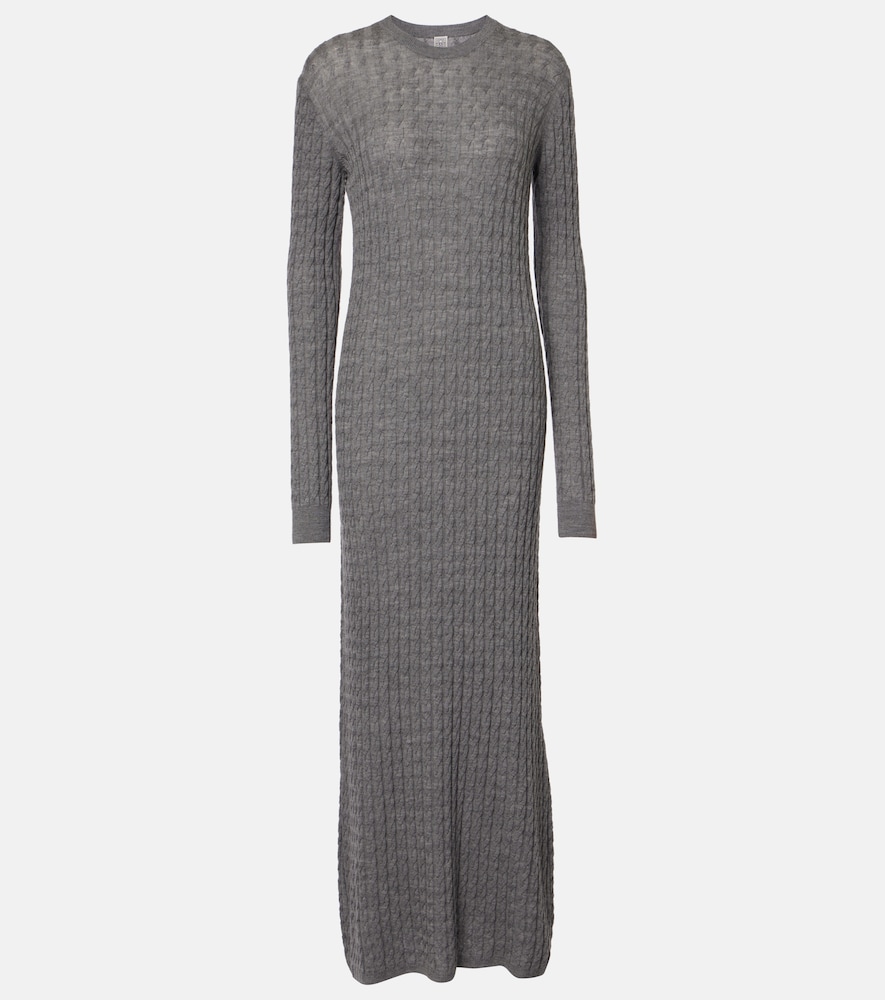 Toteme Women's Grey Cable-Knit Wool Sweater Dress UK Size 8 - Mytheresa