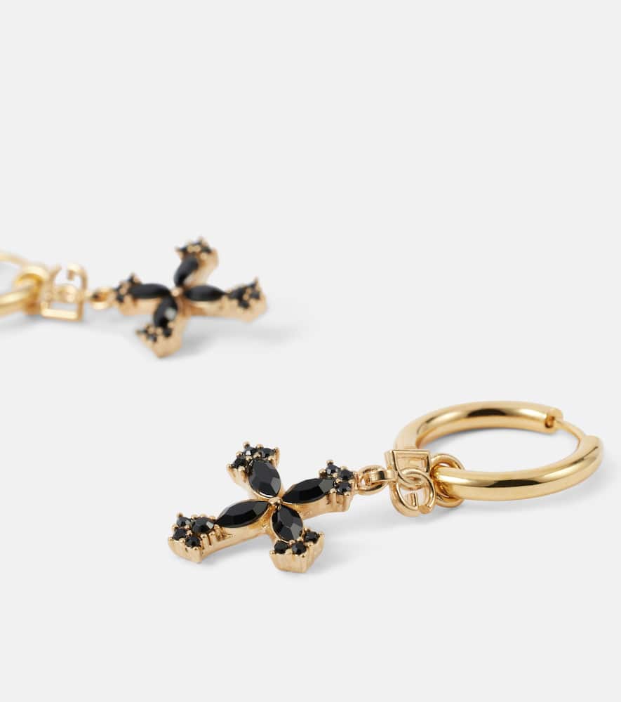 DOLCE & GABBANA DG CROSS EMBELLISHED HOOP EARRINGS