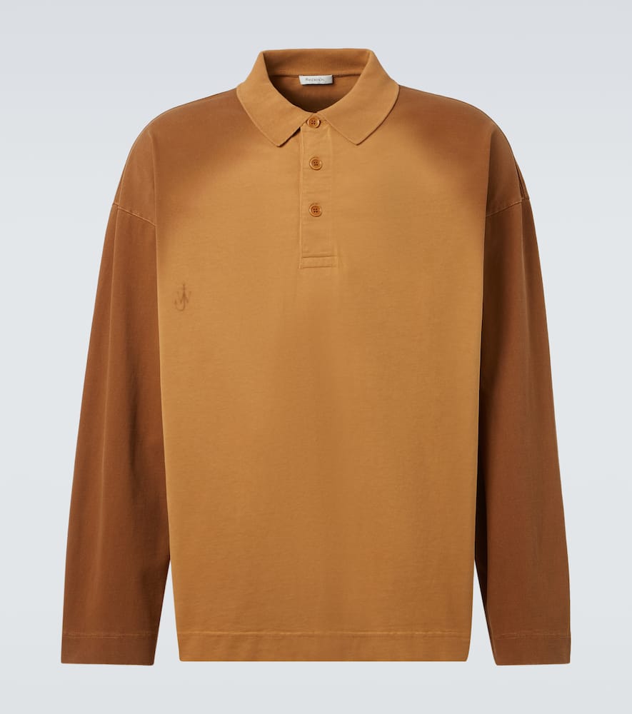 Jw Anderson Brown Polo Shirt With Classic Collar And Logo Detail On The Front In Orange