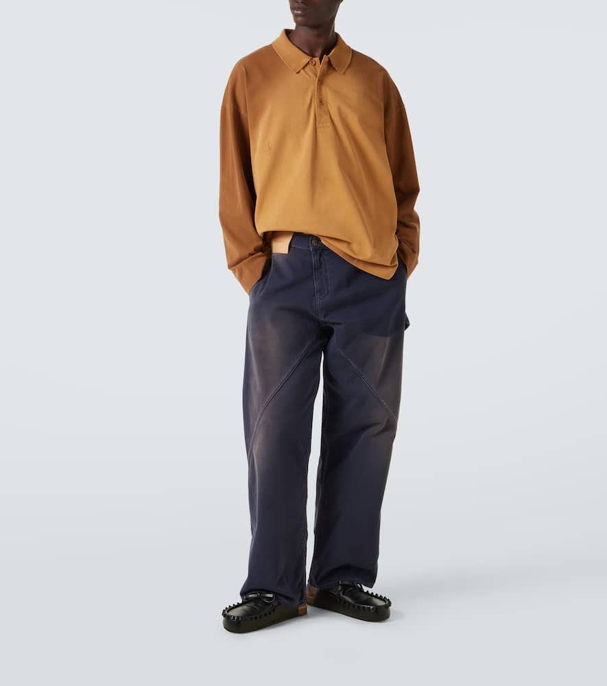 Jw Anderson Brown Polo Shirt With Classic Collar And Logo Detail On The Front In Orange
