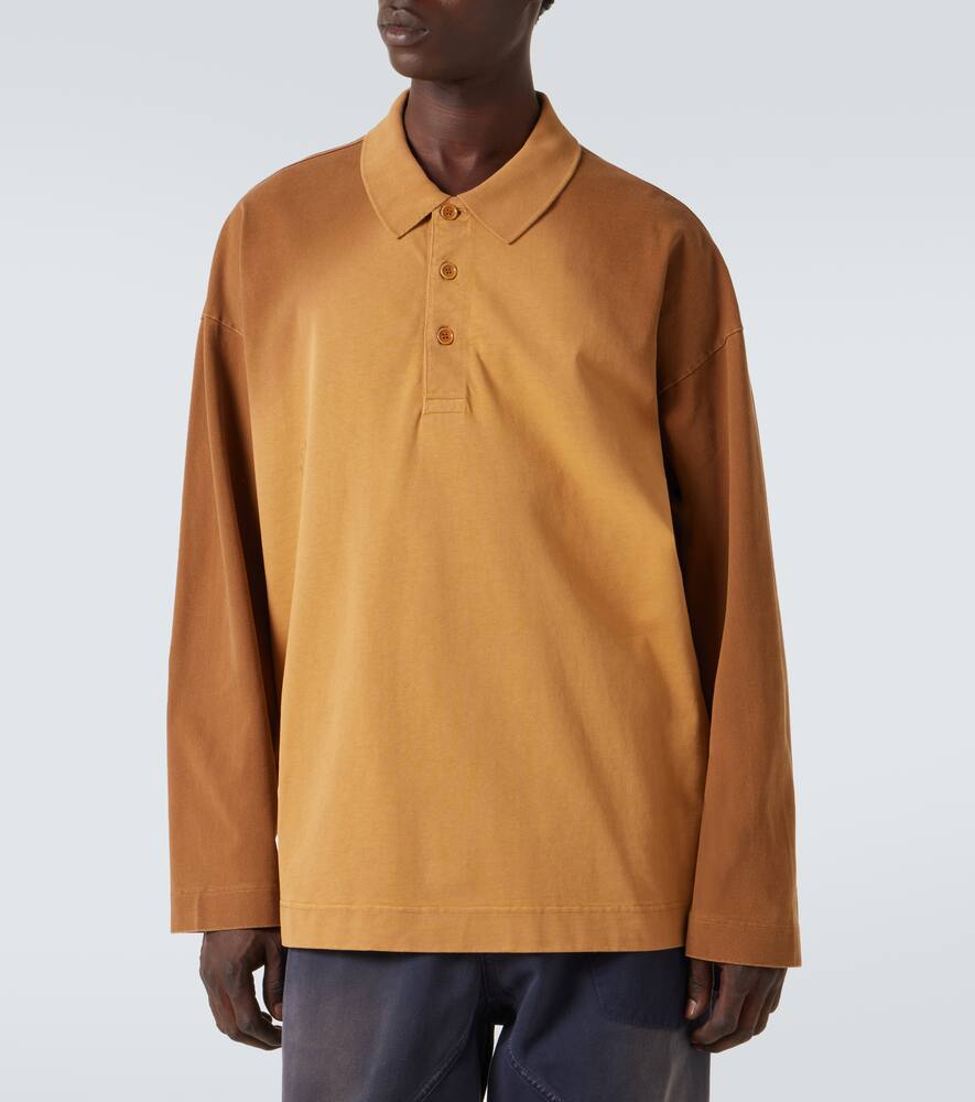 Jw Anderson Brown Polo Shirt With Classic Collar And Logo Detail On The Front In Orange