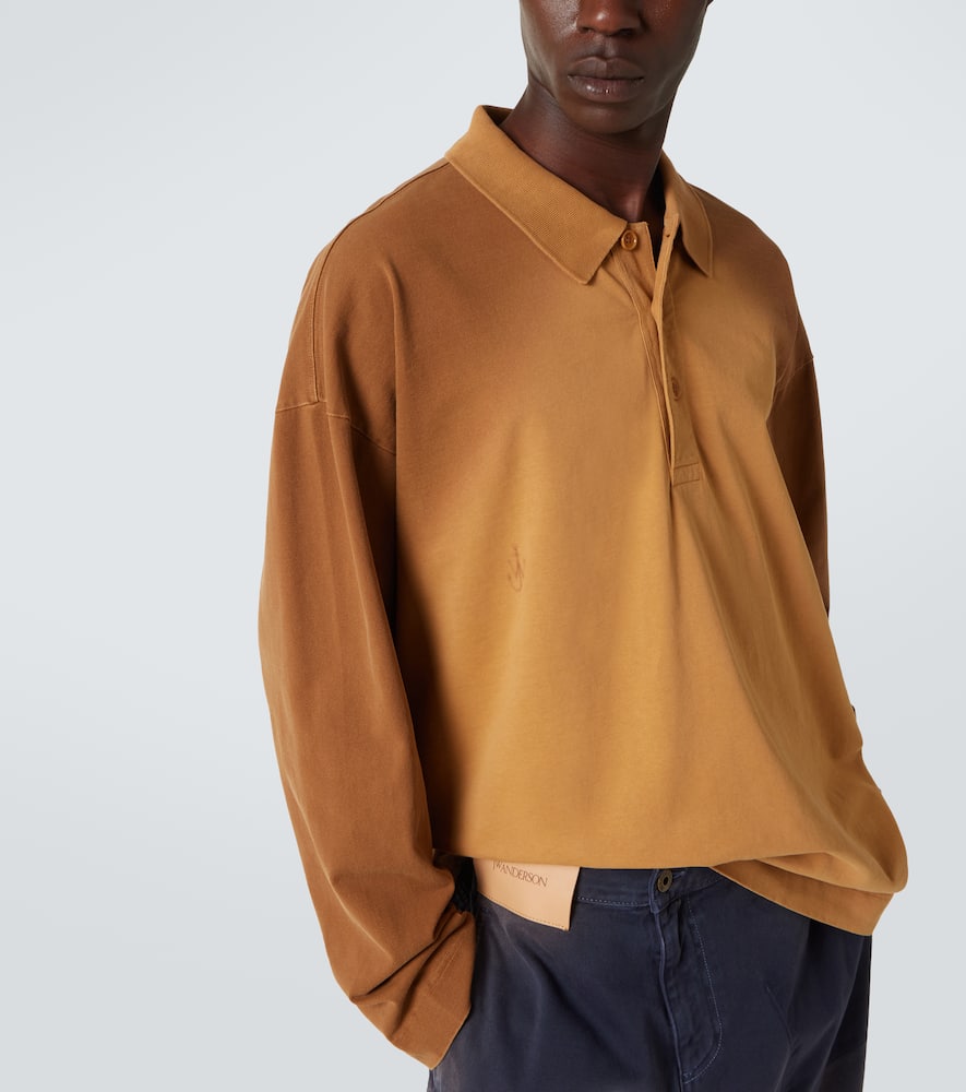 Jw Anderson Brown Polo Shirt With Classic Collar And Logo Detail On The Front In Orange