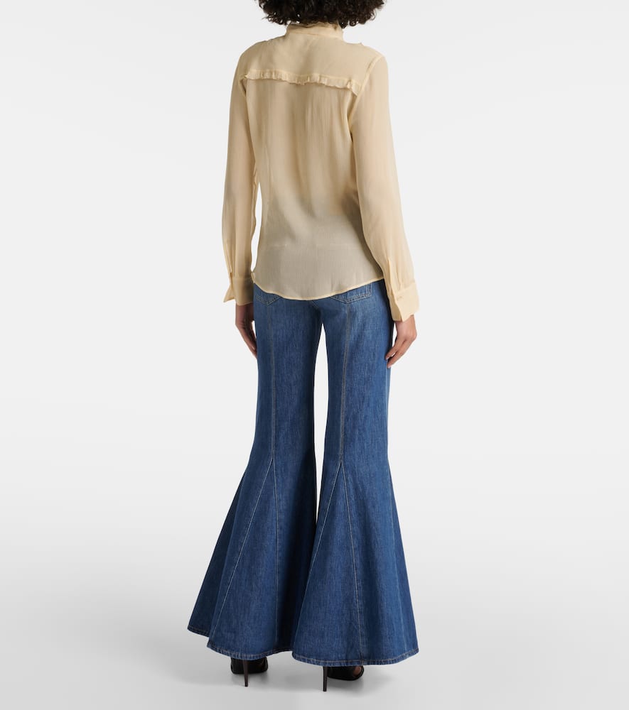 Chloé Ruffled Silk Crêpon Blouse In Beige