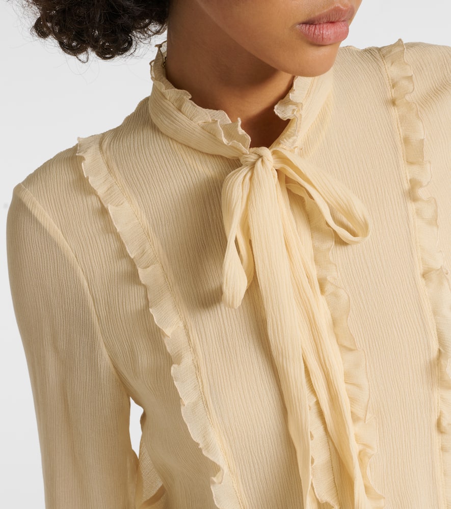 Chloé Ruffled Silk Crêpon Blouse In Beige