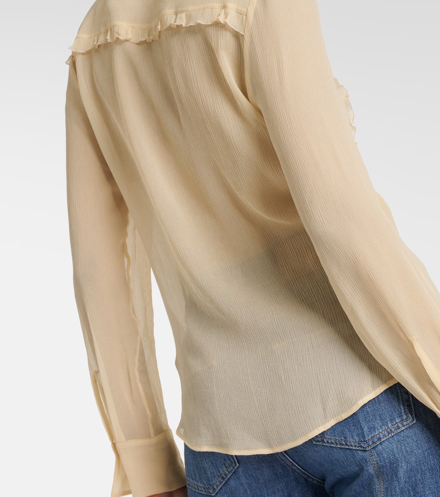 Chloé Ruffled Silk Crêpon Blouse In Beige