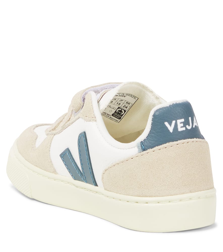 Veja V-10 Suede-trimmed Leather Sneakers In Beige
