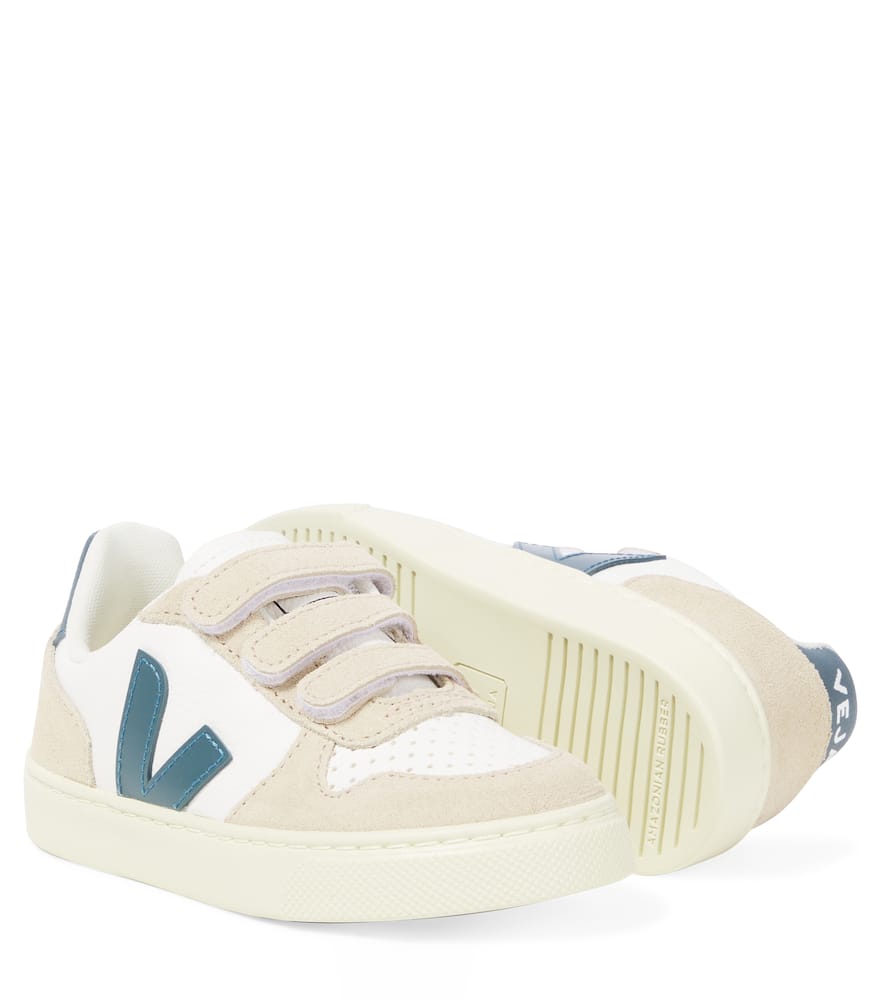 Veja V-10 Suede-trimmed Leather Sneakers In Beige