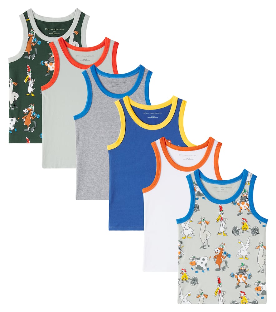 Stella Mccartney Set Of 7 Cotton-blend Jersey Tank Tops In Multicoloured