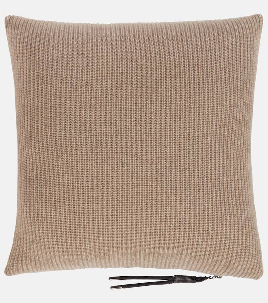 Ribbed-knit cashmere cushion