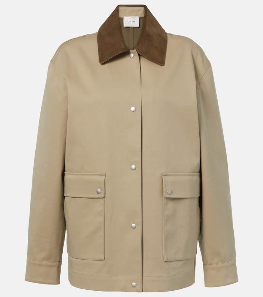 Vince Suede-trimmed cotton gabardine jacket