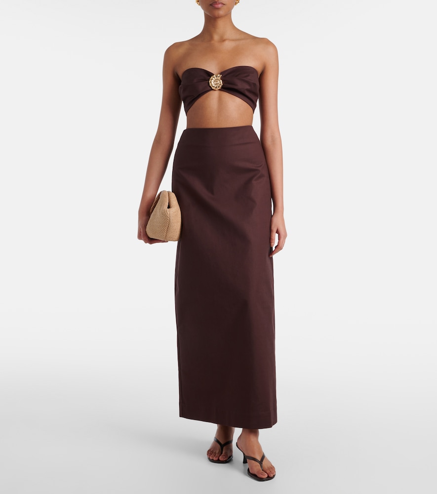 Adriana Degreas Embellished cotton-blend bandeau top