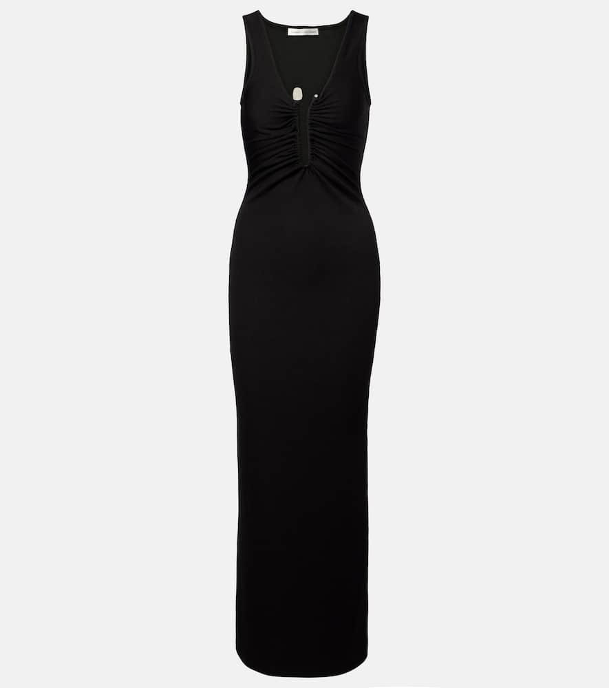 Crystal Pin embellished jersey maxi dress
