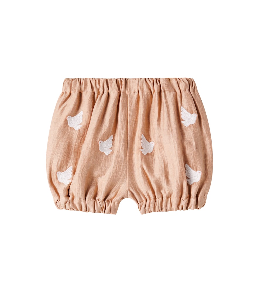 Donsje Baby Merin Embroidered Hemp-blend Bloomers In Pink