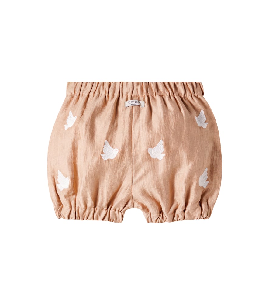 Donsje Baby Merin Embroidered Hemp-blend Bloomers In Pink