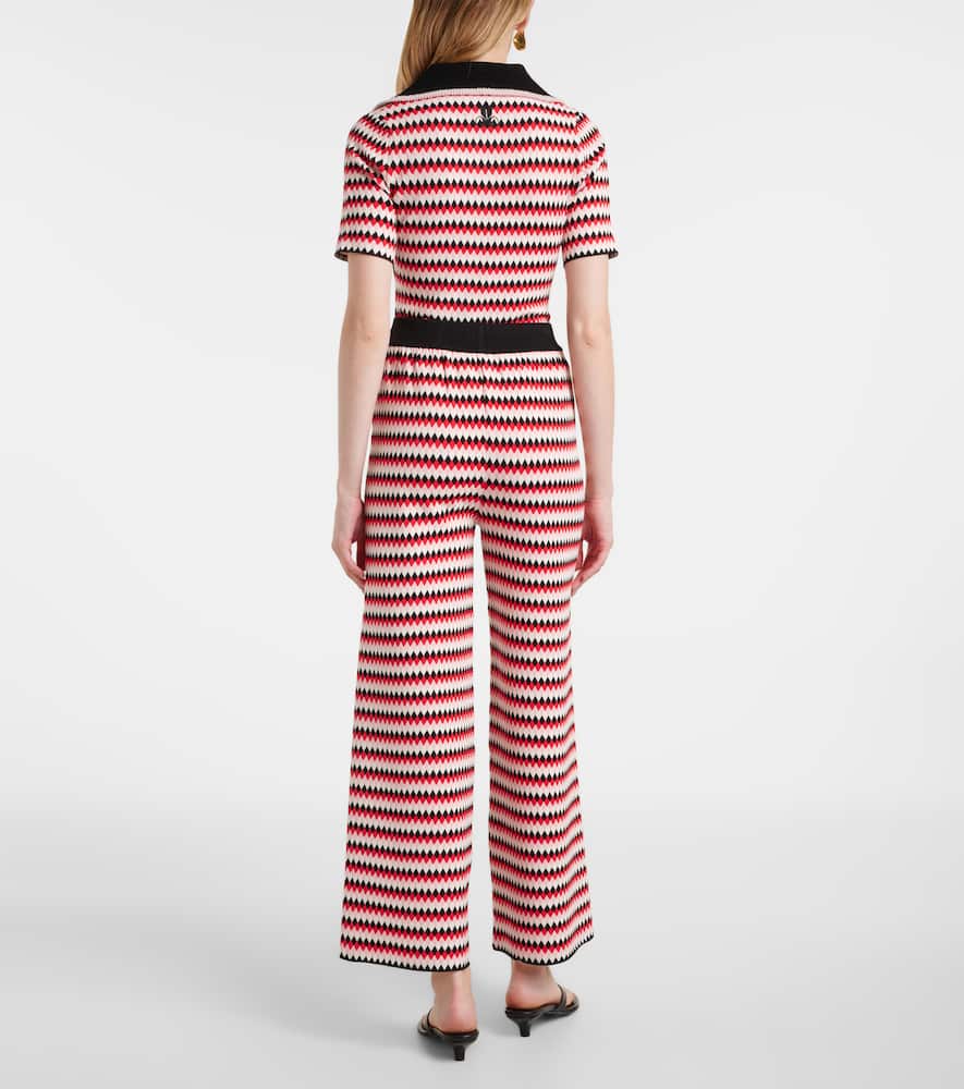 Shop La Doublej Checkers Knitted Wide-leg Pants