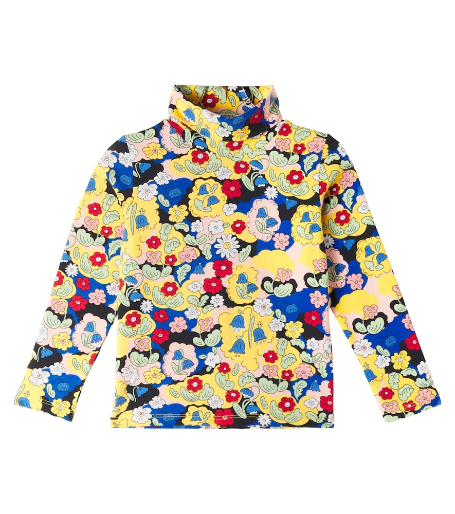 Mini Rodini Floral cotton-blend turtleneck top