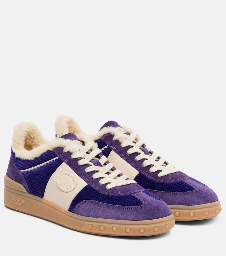 Valentino Upvillage Suede And Corduroy Sneakers In Multi