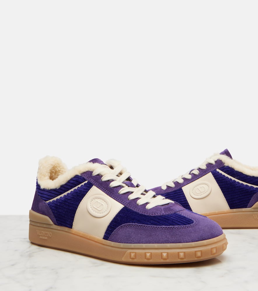 Valentino Upvillage Suede And Corduroy Sneakers In Multi
