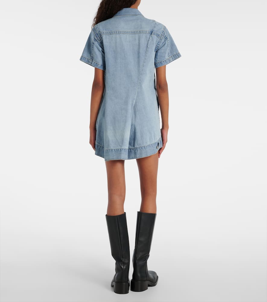 Sacai Deconstructed Denim Minidress In Blue