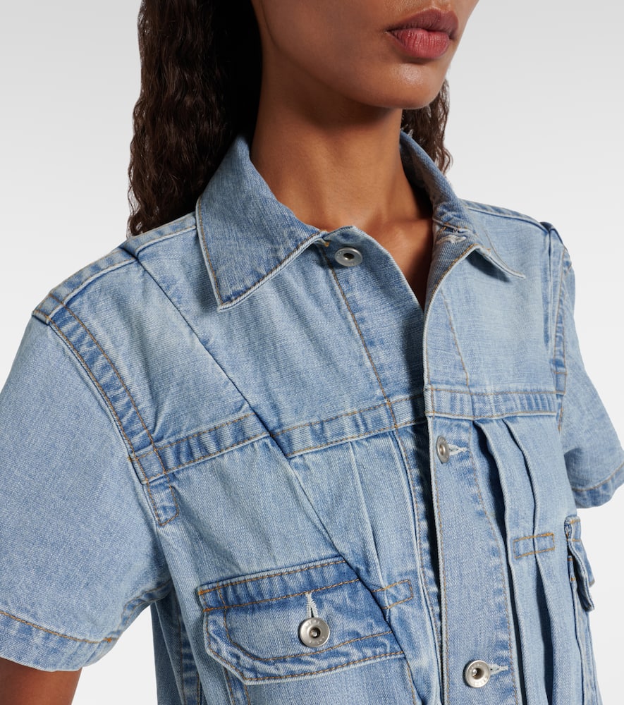Sacai Deconstructed Denim Minidress In Blue