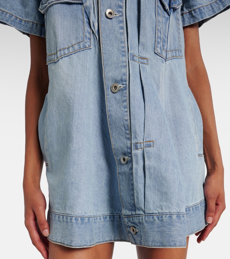 Sacai Deconstructed Denim Minidress In Blue