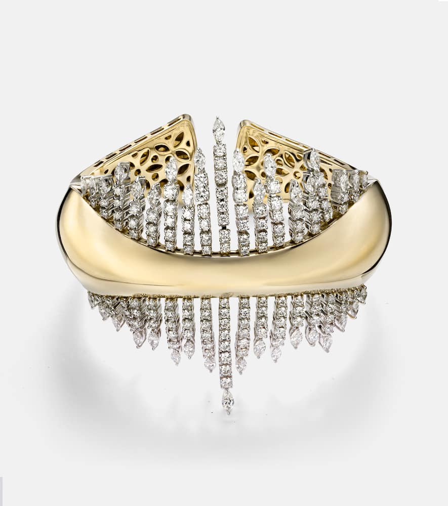 Golden Strada 18kt gold cuff bracelet with diamonds