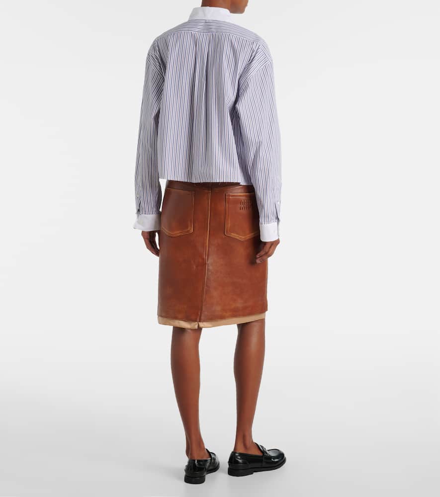 Miu Miu Striped Shirt With Collared Neck And Long Sleeves In Blue