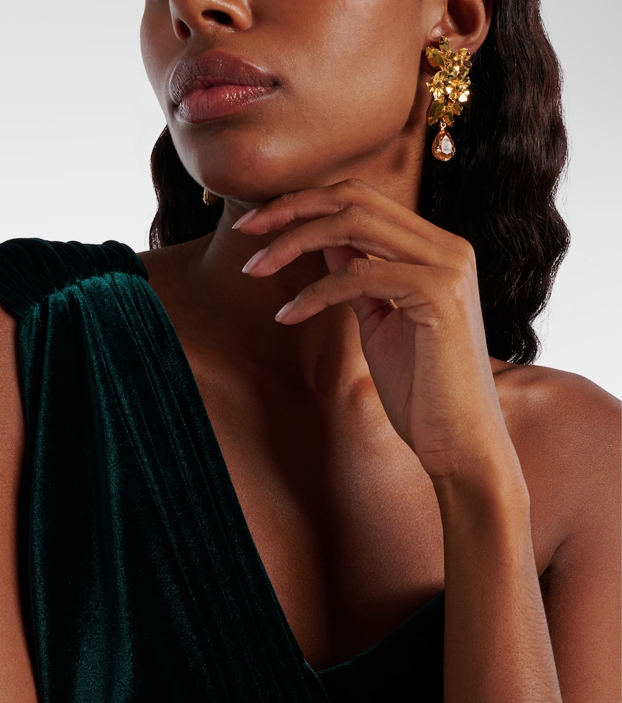 Jennifer Behr Fiore Crystal-embellished Gold-plated Earrings In Gold
