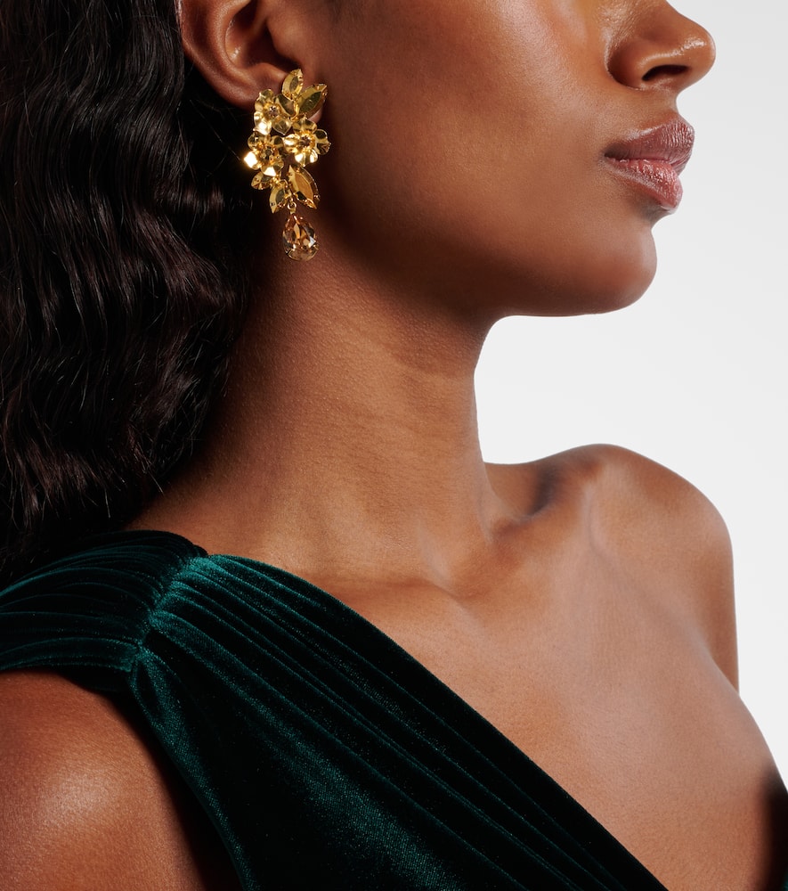 Jennifer Behr Fiore Crystal-embellished Gold-plated Earrings In Gold