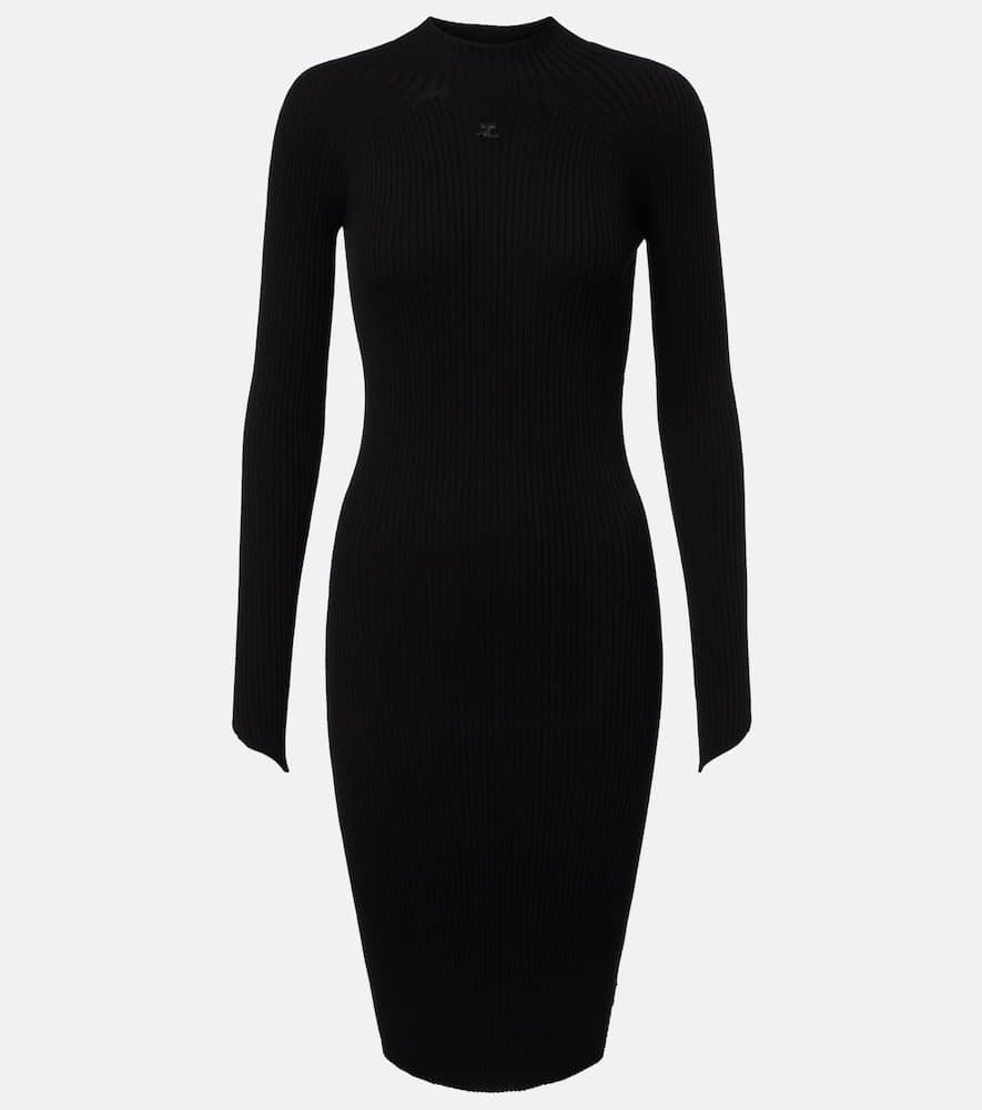 Courrèges Courreges Circle Rib Mini Dress Women In Black