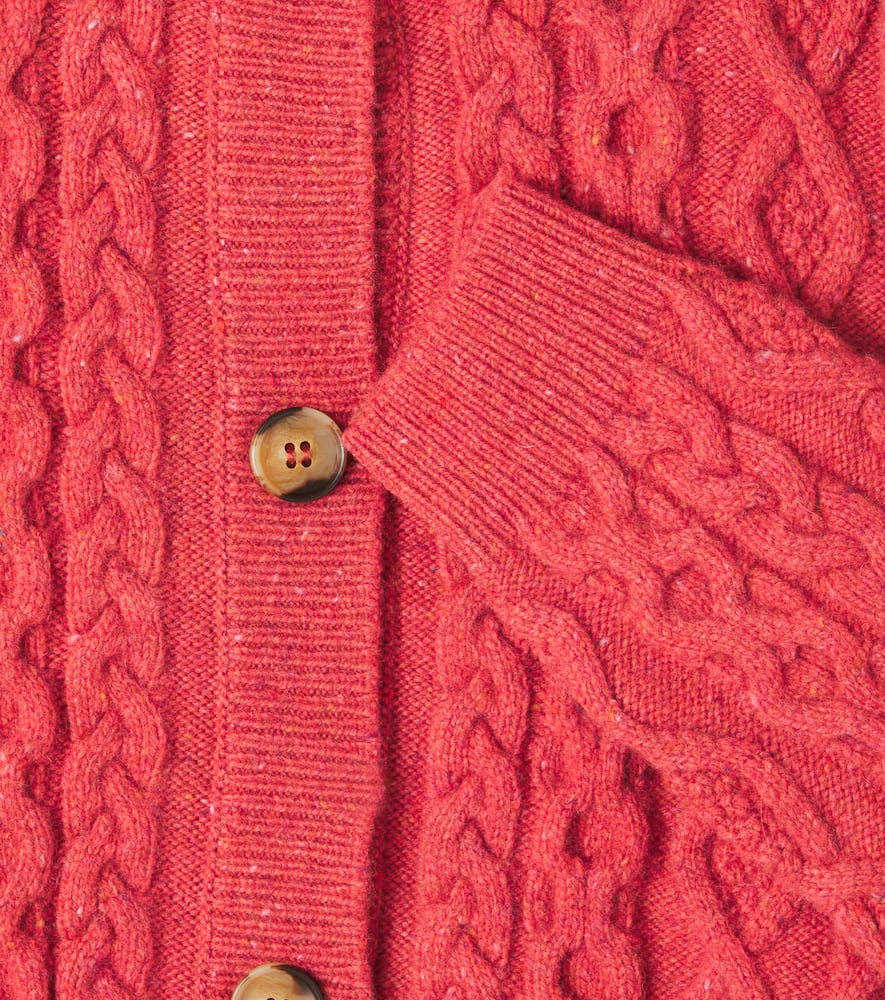 Bebe Organic Lalisa Cable-knit Wool-blend Cardigan In Red