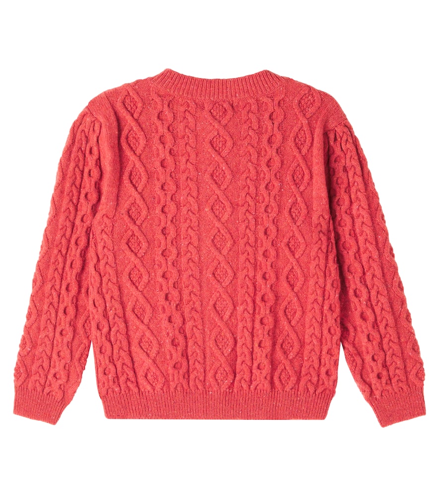 Bebe Organic Lalisa Cable-knit Wool-blend Cardigan In Red