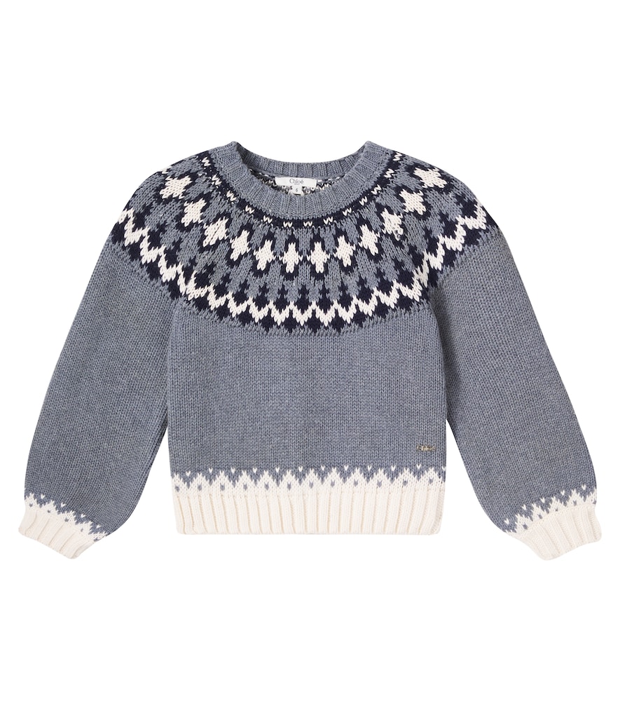 Chloe Kids Grey Intarsia Cotton And Wool Sweater Y Size 6 - Mytheresa