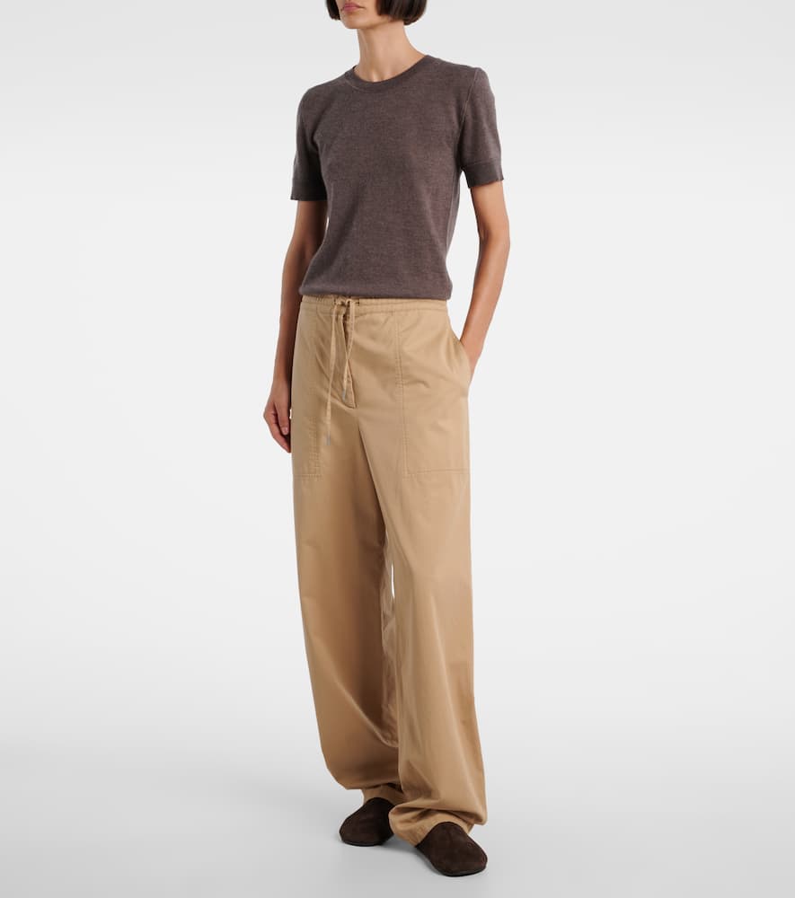 The Row Mende Cotton And Cashmere Wide-leg Pants In Neutral