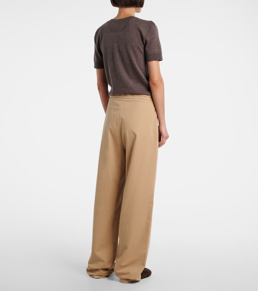 The Row Mende Cotton And Cashmere Wide-leg Pants In Neutral