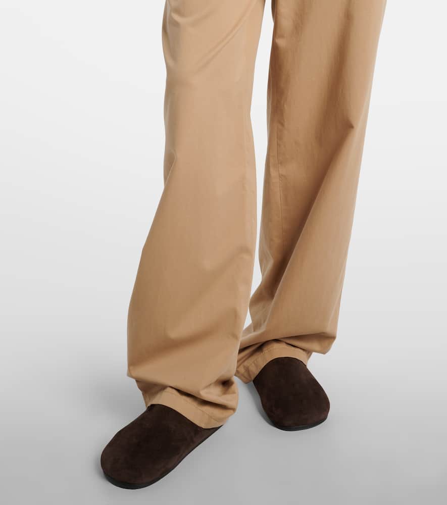 The Row Mende Cotton And Cashmere Wide-leg Pants In Neutral