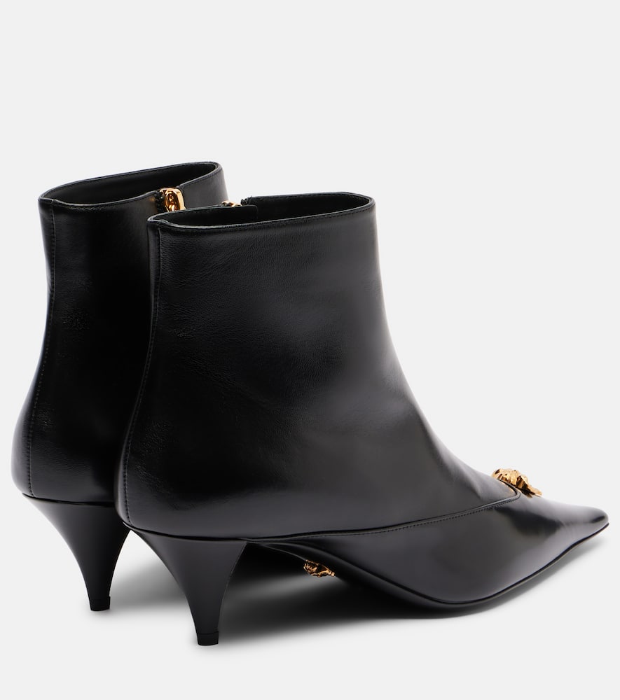 Versace La Medusa 55 Leather Ankle Boots In Black