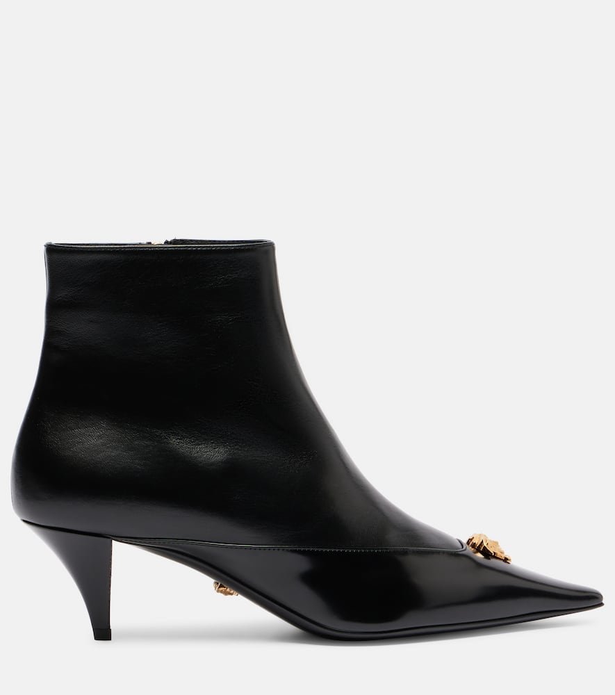 Versace La Medusa 55 Leather Ankle Boots In Black