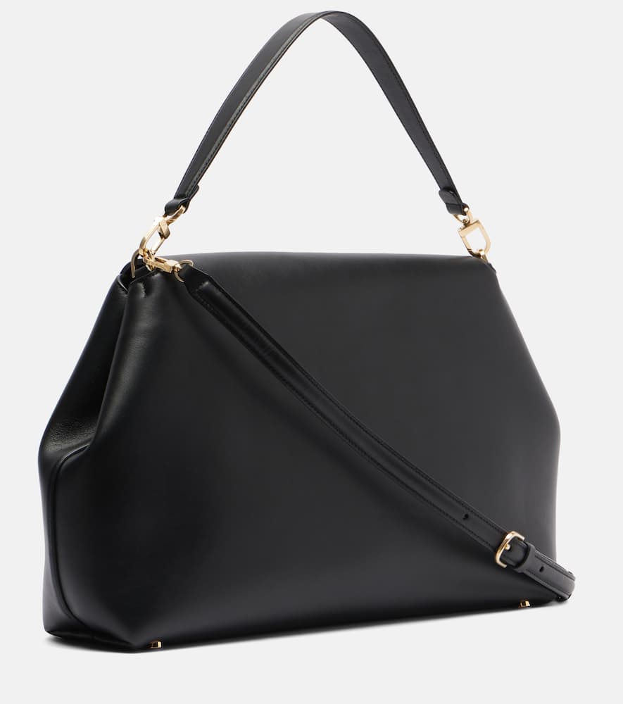 Totême T-lock Medium Leather Tote Bag In Black
