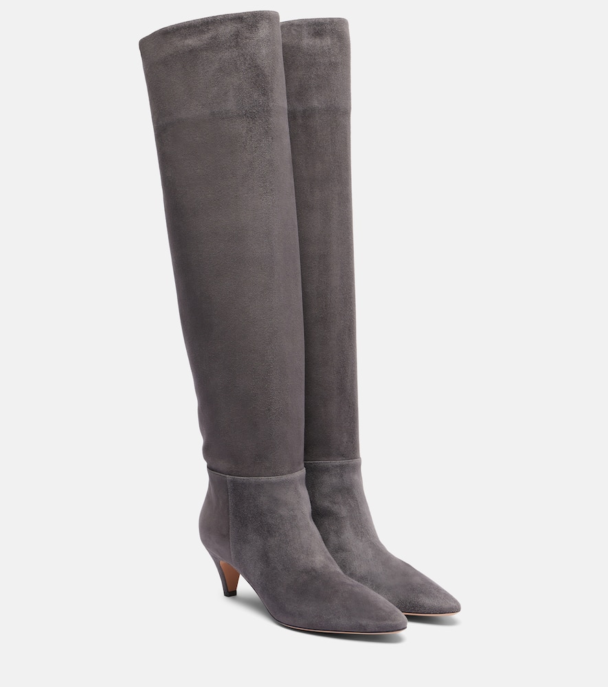 Gianvito Rossi Elise 55 Suede Knee-high Boots In Gray