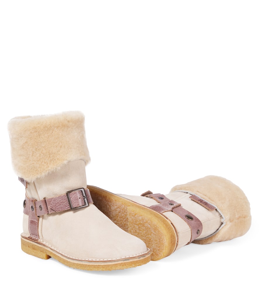 Pèpè Shearling-lined Suede Boots In Neutral