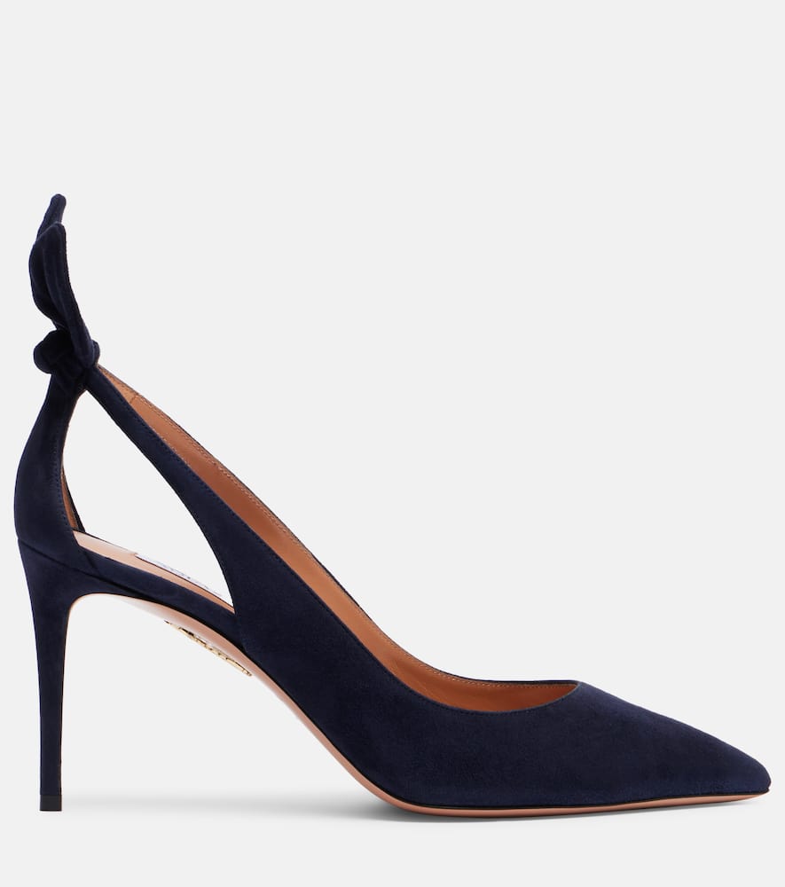 Aquazzura Bow Tie Pointed Toe Pump In Blue
