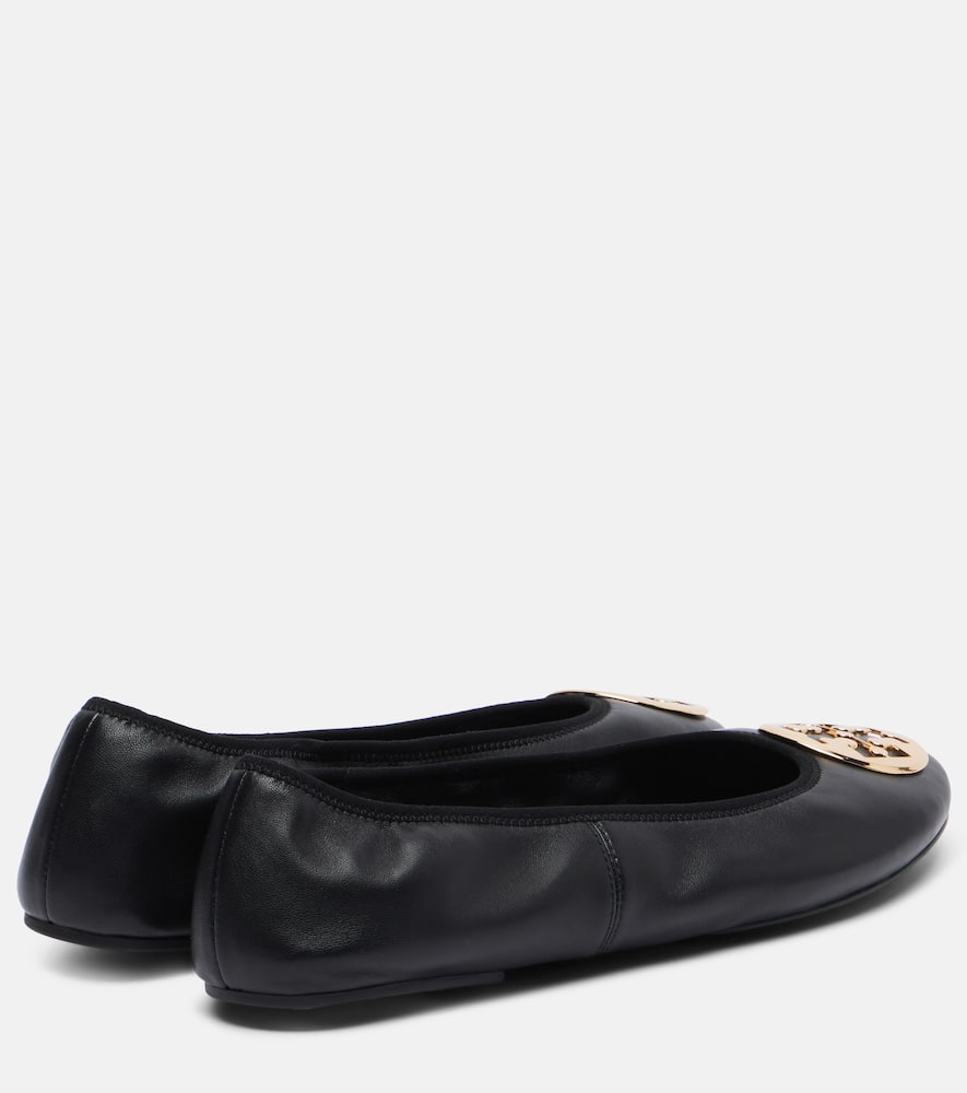 Tory Burch Reva Leather Ballet Flats In Black